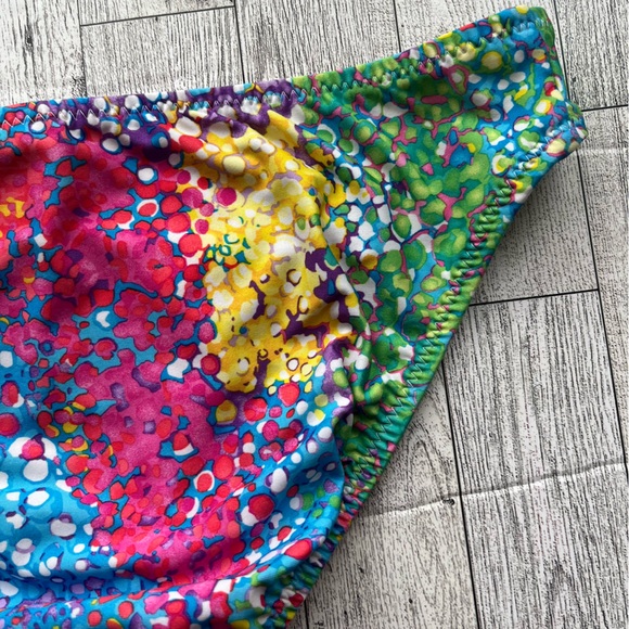 ABS Allen Schwartz bright colorful pattern twist bandeau style bikini size 6 - Picture 10 of 13